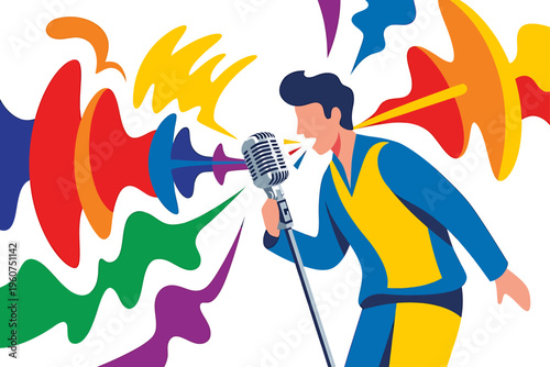 Vibrant Vocal Performance Singer Unleashes Colorful Sound Waves