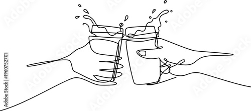 Hands clinking glasses illustration