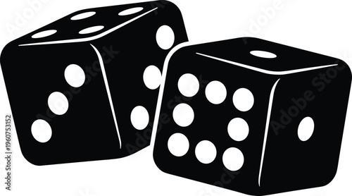 Dice silhouette icon, gaming symbol design, probability illustration, chance emblem, casino game logo, randomness concept, gambling