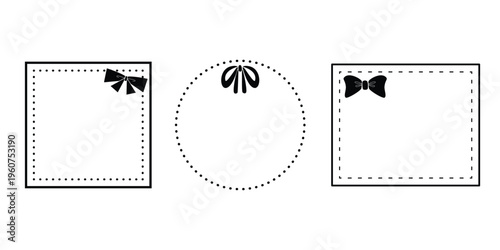 Black ribbon and bow frame for element and illustration