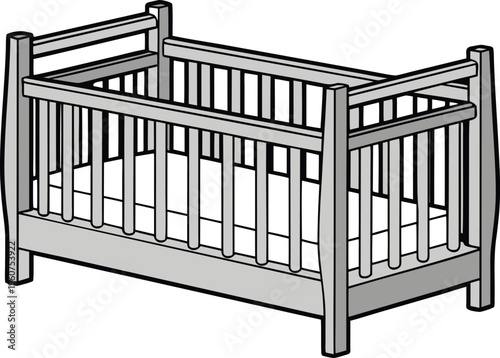 Wooden Cot Bed Furniture Design. Simple Cot Bed Interior Furniture. Baby Cot Sleeping Bed Concept. Modern Cot Bed Minimal Furniture. Classic Wooden Cot Sleeping Furniture. Cot Bed Home Interior 