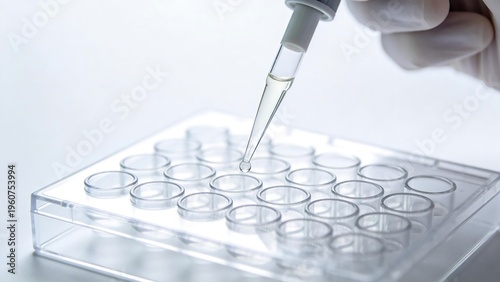 Scientist using pipette with sample tray