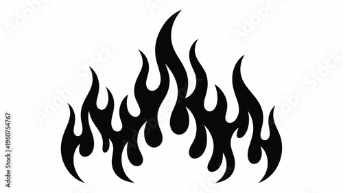Black flame vector illustration stylized fire design element burning fiery flames on white background for graphic design