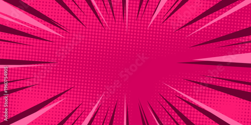 Halftone Pop Art Style Star Explosion Pattern Cartoon Background, Vintage Tone Light Effect Vector illustration wow banner with gradient design