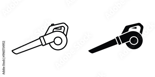 Two different styles of chain saws depicted in minimalist black and white icons