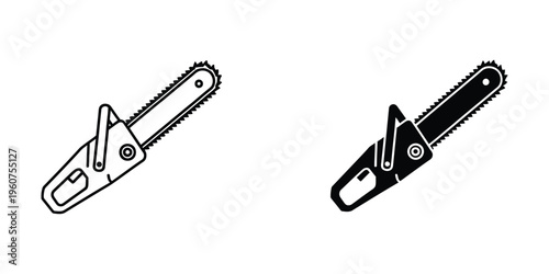 Comparison of a standard and a reinforced chainsaw blade design in black and white