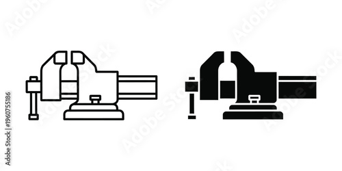 Comparison of a standard vice and a bench vice in black and white line art