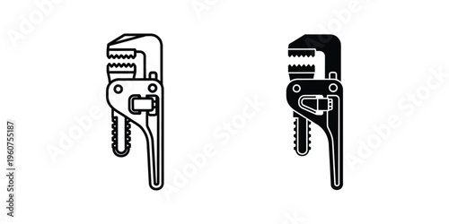 Comparison of two different types of pipe clamps in black and white illustration