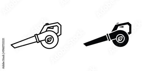 Two contrasting styles of leaf blowers depicted in simple line art