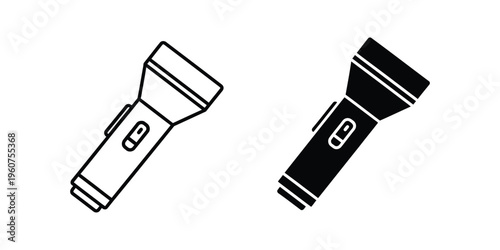 Contrast depiction of a flashlight in white and black color schemes