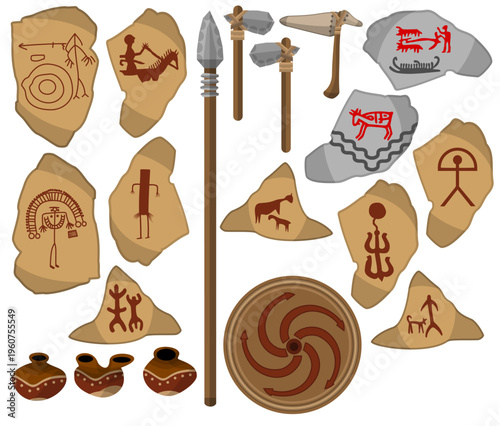 Spanish Cave Paintings and Ancient Objects.