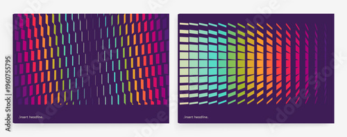 An image of multiple rectangular and square shapes with transition effects. Dynamic gradient background. Cover design template. Vector for brochure, poster, cover, card, presentation, flyer or banner.