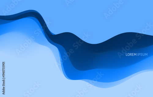 Mountainous terrain. Snowy landscape. Abstract nature background in blue. Trendy gradients. 3D illustration for brochure, poster, cover, card, presentation, flyer or banner.