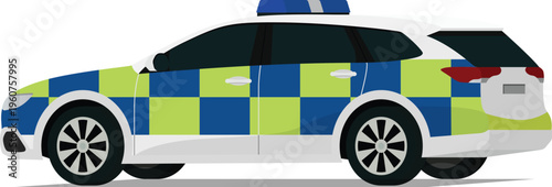 Modern law enforcement vehicle angled rear side view illustration