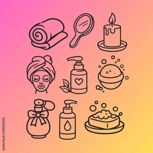 Self-care icon set vector