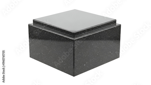 Elegant black granite pedestal or plinth with polished top for product display studio shot