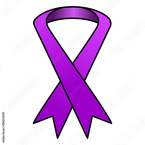 Purple awareness ribbon vector icon isolated on white, symbol for lupus and domestic violence