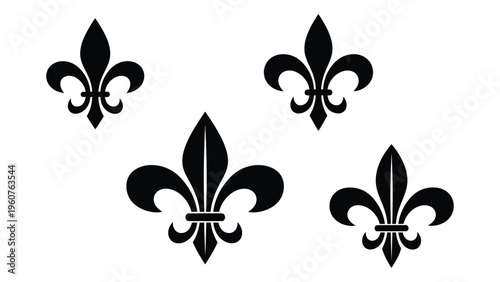 Four black fleur de lis symbols are arranged on a plain white background