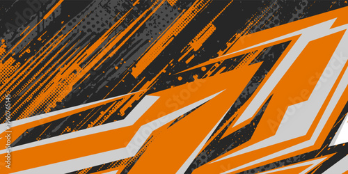 Abstract background modern vector racing 3d grey and orange. Grunge banner background illustration