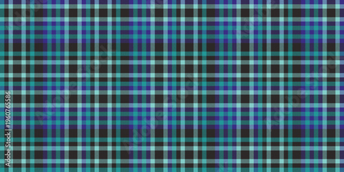 Greeting vector pattern texture, worn tartan textile background. Christmas ornament fabric seamless check plaid in teal and dark colors.