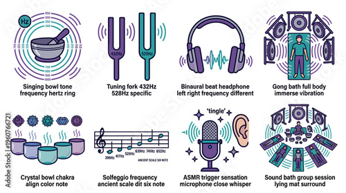 Sound Healing Frequencies Solfeggio ASMR and Singing Bowl Icons