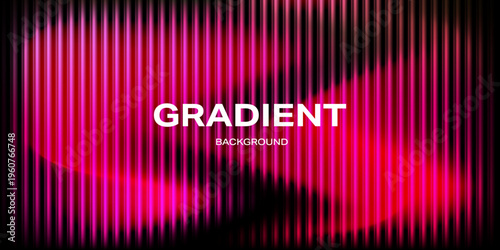 Ripple glass gradient background with vertical translucent stripes in bright pink over black. Glossy blurred texture with refraction effect, glowing light, and modern luminous depth.