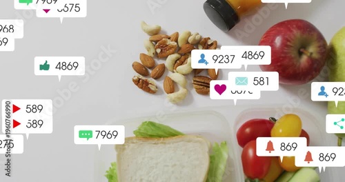 Upon first notification, icons appearing around lunch items, counts fluctuating showing engagement
