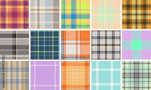Retro plaid pattern bundle for craft cutting. Clear tartan paths support plotters. Vector accuracy helps production.