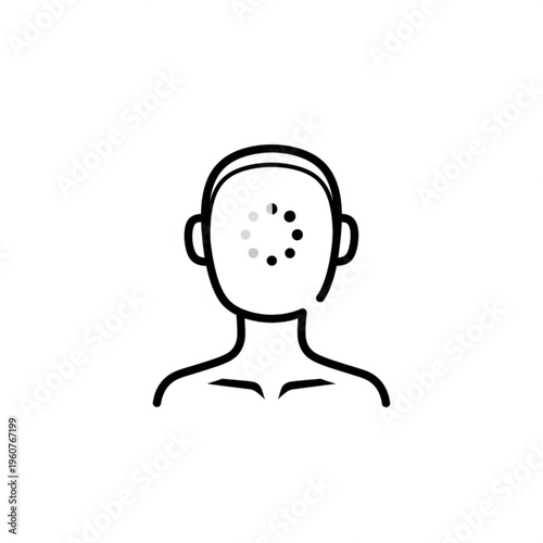 A minimalist vector graphic illustration of a person's head and shoulders with acne on their face