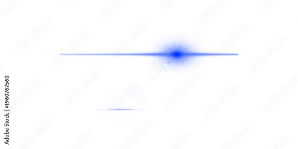 Fototapeta premium Blue anamorphic lens flare light streak on dark background for cinematic video production and scifi aesthetic glow flare
