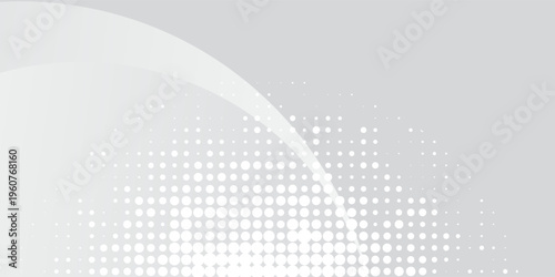 Abstract background with circles and halftone dots pattern. Grey and white backdrop. vector