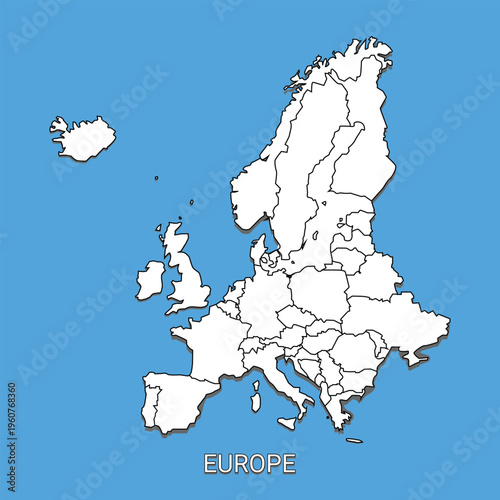 Europe Map Outline Vector Illustration Clean Minimal Geographic Design