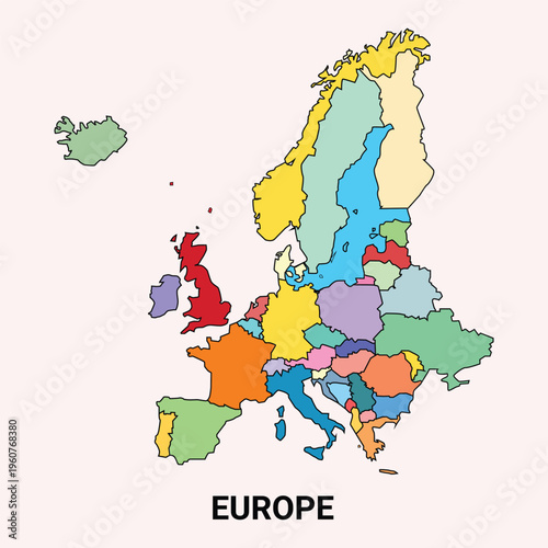 High-quality map of Europe showing all countries clearly labeled with borders and regions.