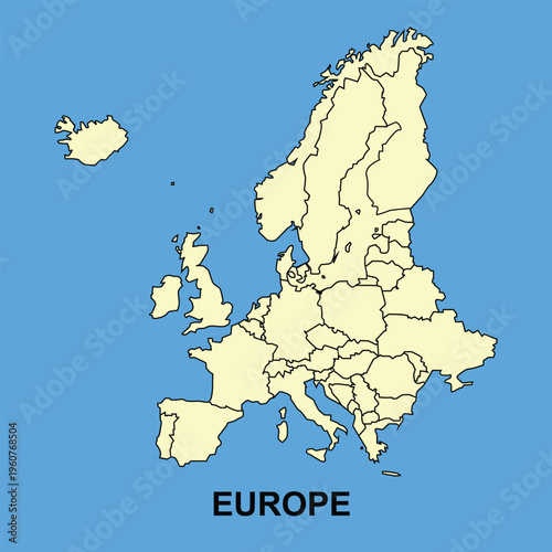 High-quality map of Europe showcasing all countries with clear boundaries and labels