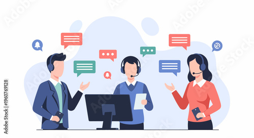 Customer service representatives providing support and communication to clients.