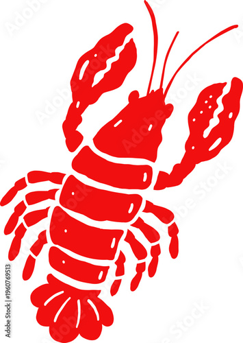 Red Lobster Illustration Hand Drawn