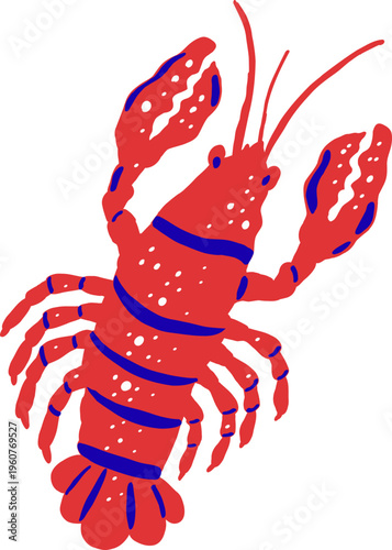Dolce Vita Red Lobster Illustration Hand Drawn