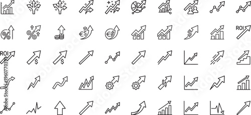 Financial exchange and teamwork strategy icons for business growth