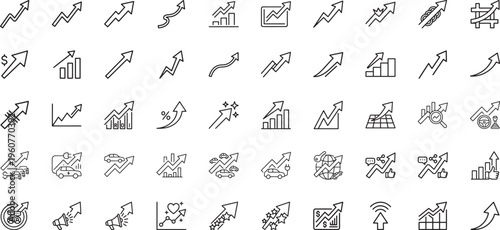 Marketing and communication icons showing rapid growth and networking