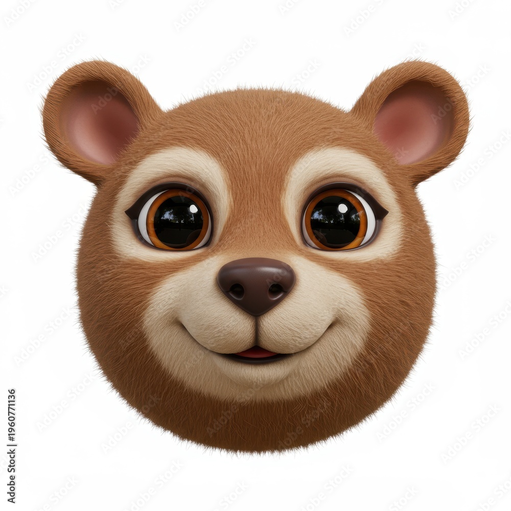 Fototapeta premium Cute and Friendly Cartoon Bear Face with Big Eyes and Happy Expression