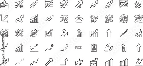 Corporate financial progress and industrial investment return outline icon set