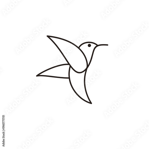 Minimalist Geometric Line Art Hummingbird Logo Design