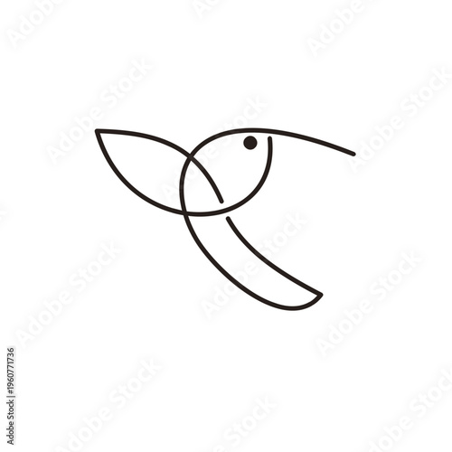 Abstract Minimalist Single Line Art Fish Logo Design