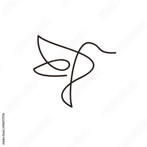 Minimalist Continuous Line Art of a Flying Bird