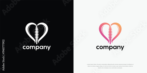 Heart and Spine Logo Design for Chiropractic Wellness and Medical Services