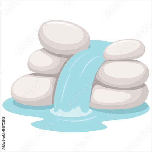 Nature Scene Depicting The Beginning Of A River Flowing From A Spring Isolated Vector Illustration On White Background