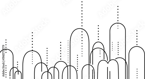 a black and white cityscape line art.