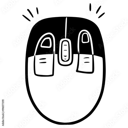simultaneous mouse click illustration hand drawn outline vector