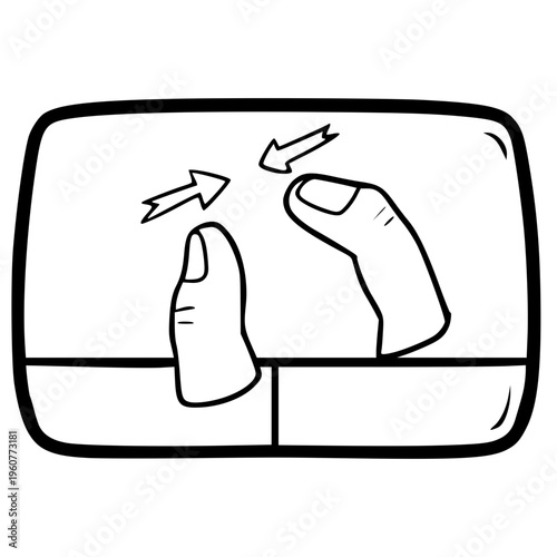 touchpad gesture zoom out illustration hand drawn outline vector