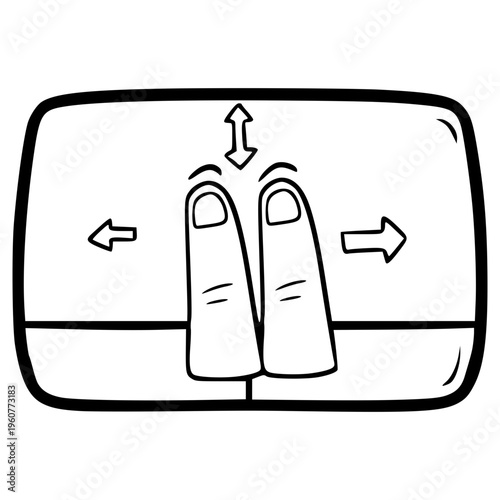touchpad gesture scroll and swipe illustration hand drawn outline vector